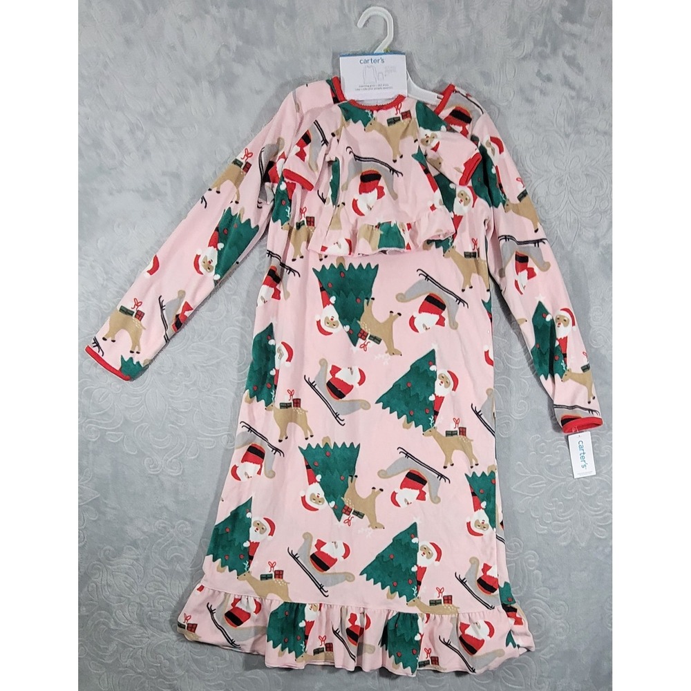 Carter's Girl Sz 12-14 Santa Pink Christmas Nightgown & Matching Gown 18" Dolls